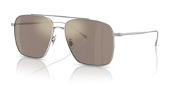 Oliver Peoples aviator, squared sunglasses - silver color with brown lenses - side photo