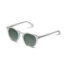 Clear frame sunglasses with lenses on a white background