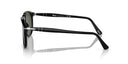 Black sunglasses with reflective lenses on a white background