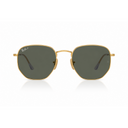Gold polarized sunglasses with dark lenses on a white background