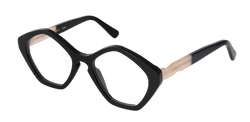 Smorfia Oversized losange black eyewear with hite details 