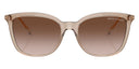 Light brown sunglasses on a white background. 