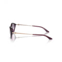 Side angle of purple cat-eye glasses on a white background. 