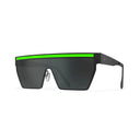 Sunglasses with a green stripe on a white background