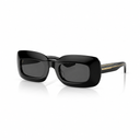 Side angle of black glasses with dark lenses on a white background. 