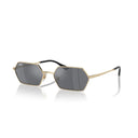 Bronze hexagonal sunglasses with dark lenses on a white background