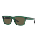 Green sunglasses with a white background