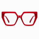 Red cateye oversize eyeglasses on a white background