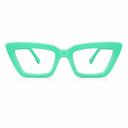 Green cat-eye glasses on a white background