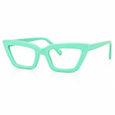 Mint green cat-eye glasses on a white background