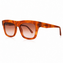 Brown sunglasses with tortoiseshell frame on a white background