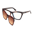 Havana sunglasses with clip-on on a white background.