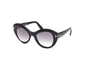 Black cat-eye glasses on a white background.