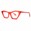 Red eyeglasses on a white background