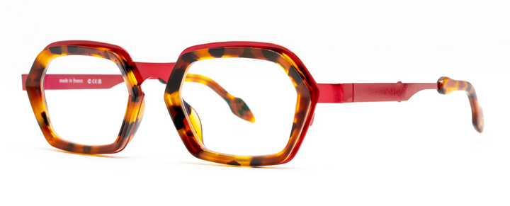Theo Sky Geometric eyewear - red and turtoise