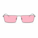 Pink sunglasses on a white background.