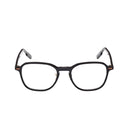 Black eyeglasses on a white background. 