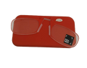 red ultra-light reading glasses from the home brand Framed! that can stick on the back of your cellphone