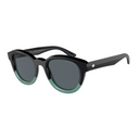 Black and blue sunglasses on a white background