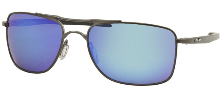 Oakley Aviator Rectagnle gun sports eyewear with blue lenses - side photo