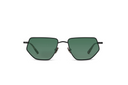 Sunglasses with green lenses on a white background