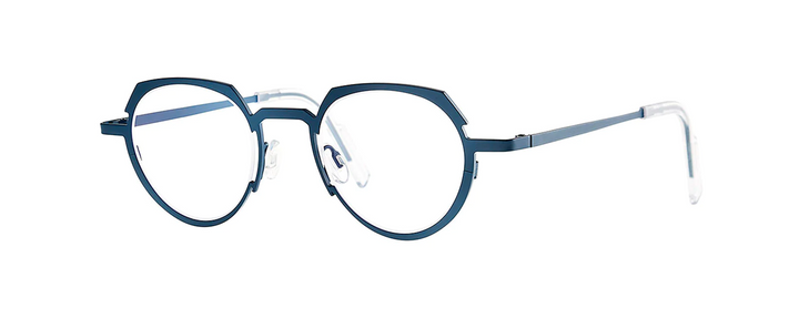 Theo Geometric clear blue flat eyewear - side photo