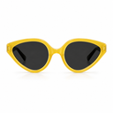 Yellow oversize sunglasses with black lenses on a white background