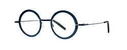 Theo Round and Flat, blue eyewear  side photo