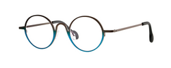 Theo Round brown and blue eyewear with a high nose bridge - side photo