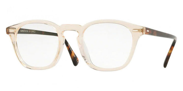 Oliver Peoples - Square geometric Designers eyewear - transparent and turtoise color - side photo