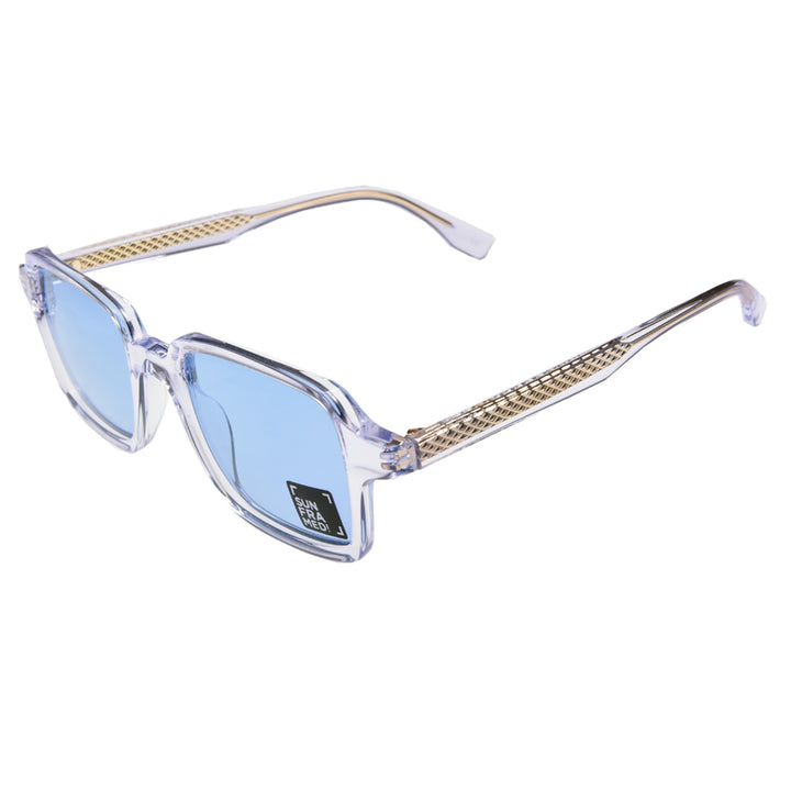 SunFramed ! transparent squared sunglasses with blue lenses 