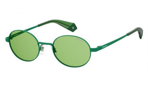 Polaroid round green sunglasses, side view