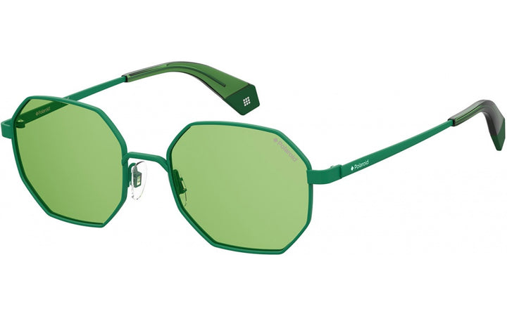 Polaroid hexagonal green sunglasses, side view