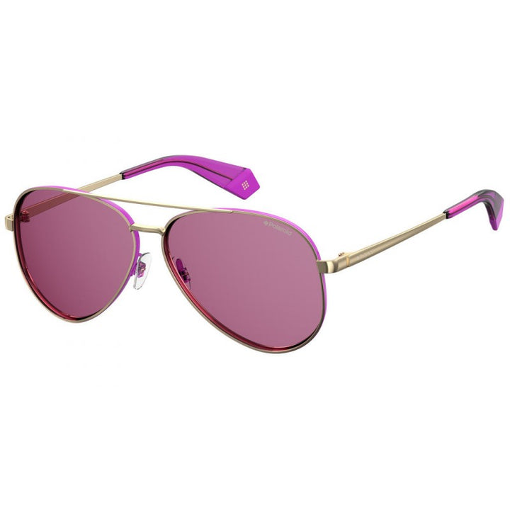 Polaroid aviatoir gold and pink sunglasses - side photo